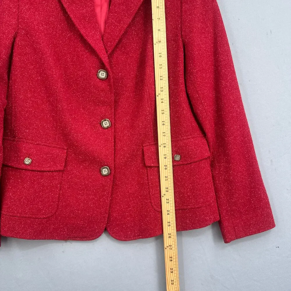 VTG LL Bean Wool Blazer Lg Preppy Jacket Red Tailored Academia Classic Old Money